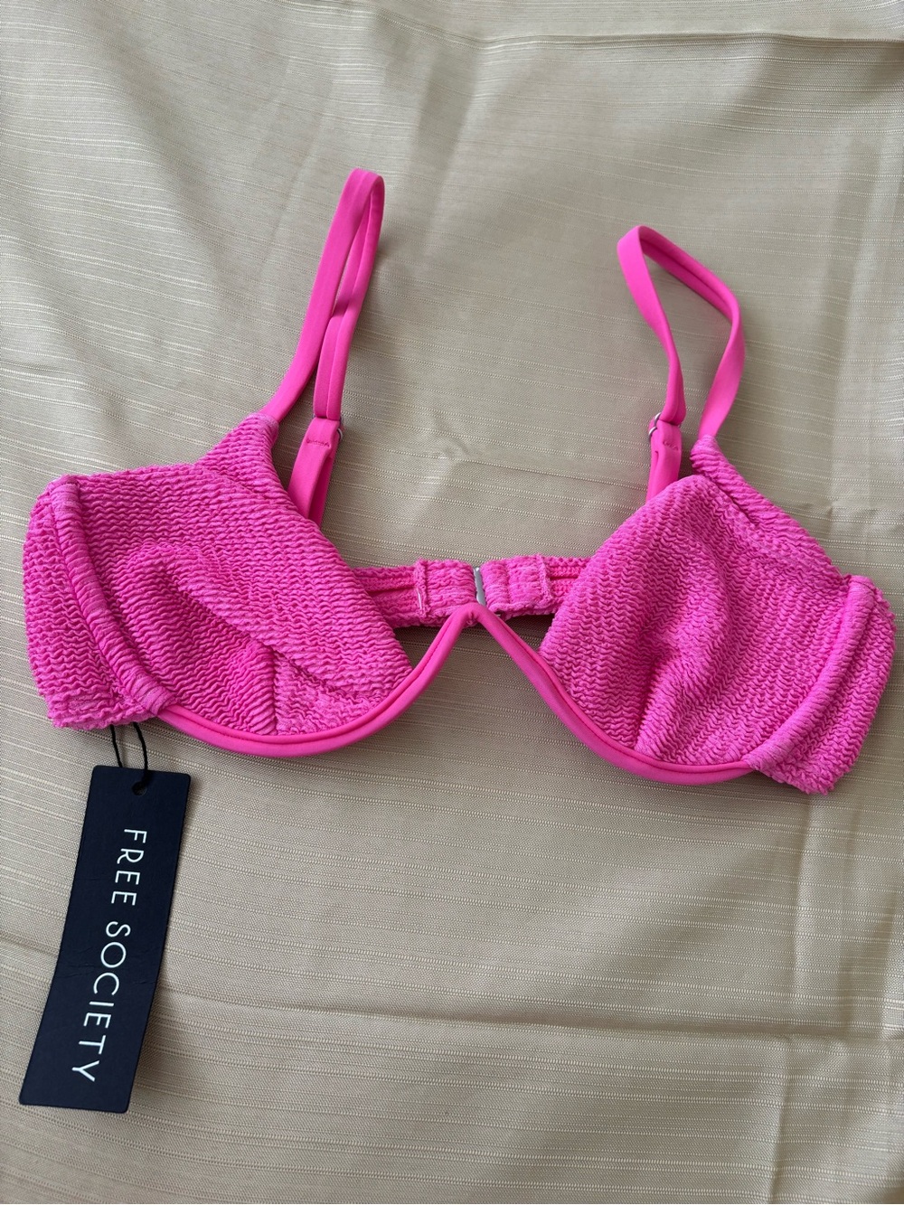 Free Society Pink Textured Underwire Bikini Top